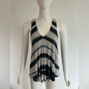 Drew Womens Stripped V Neck Sleeveless Blouse Blue Size XS